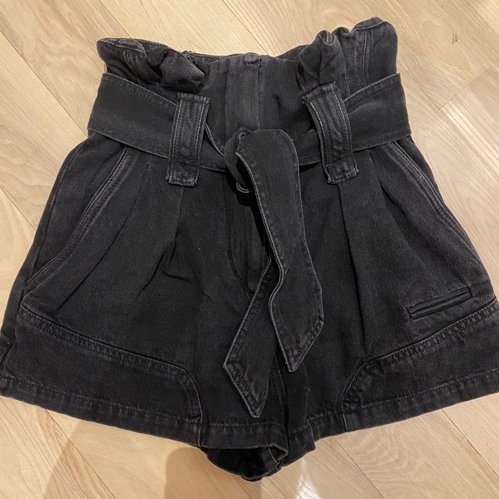 NWT IRO paper bag black denim shorts